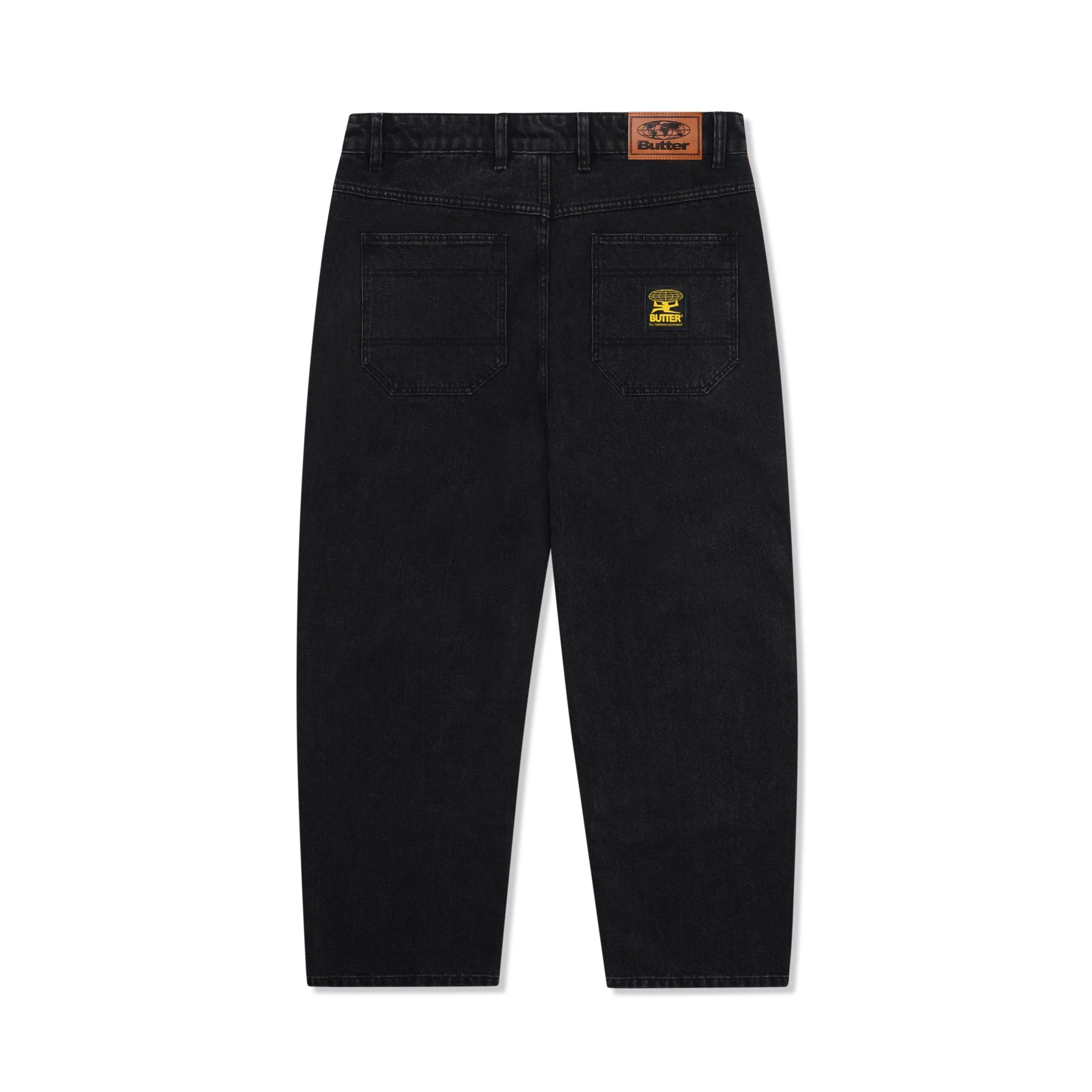 Patch Pocket Denim Pants, Faded Black