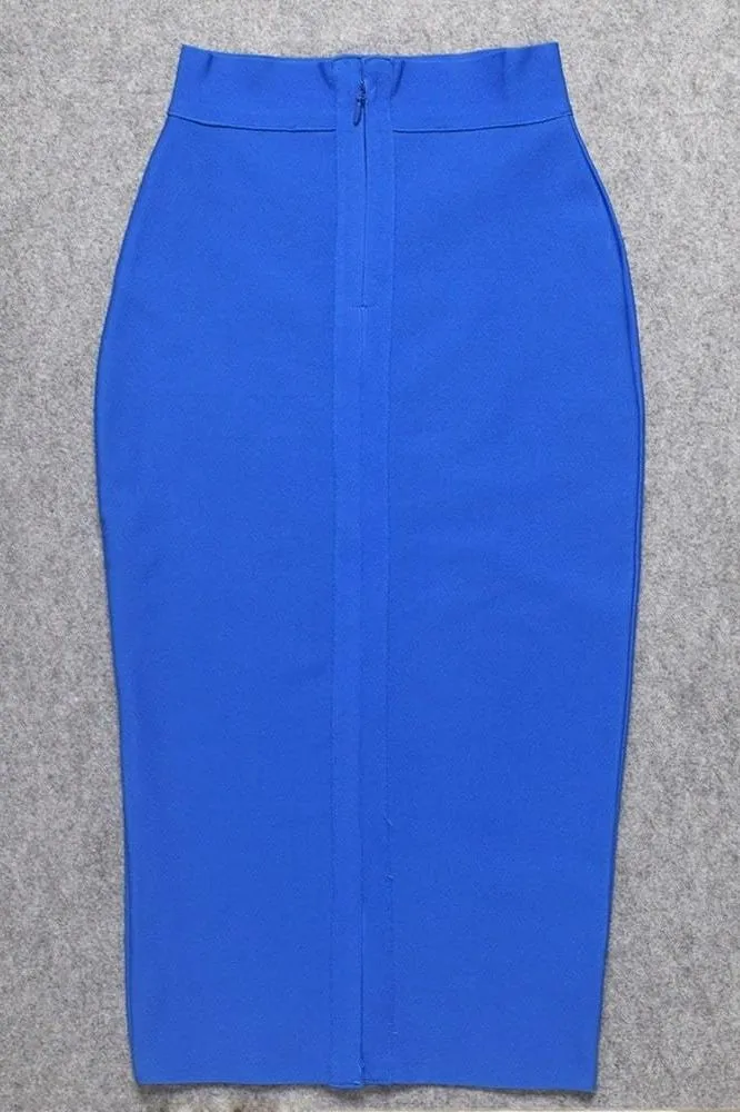 Pencil High Waist Bandage Midi Skirt - Royal Blue