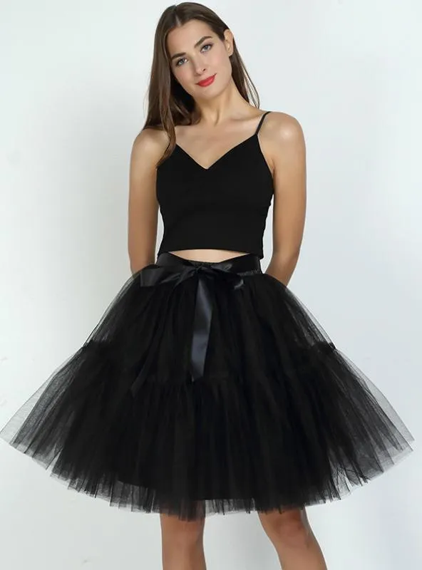 PETTICOAT 5 LAYERS TUTU TULLE SKIRT VINTAGE MIDI PLEATED SKIRTS