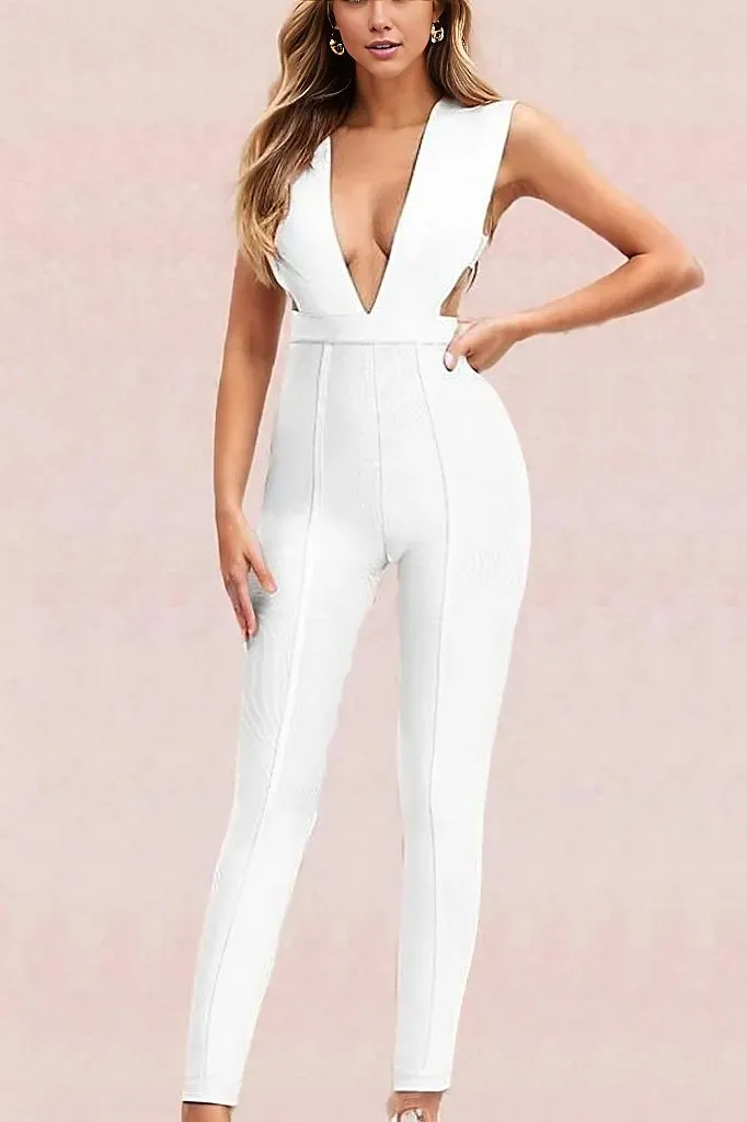 Pia Bandage Pants Jumpsuit - Pearl White