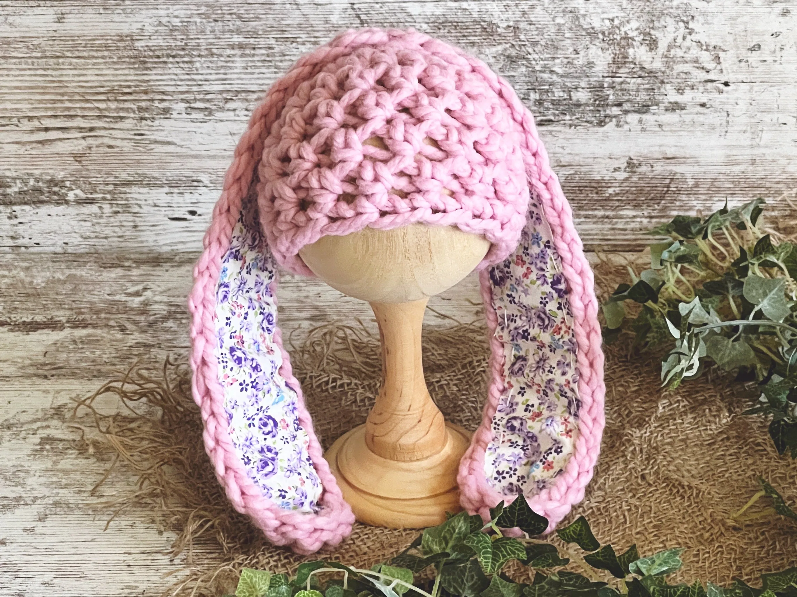 Pink Long Ear Newborn Baby Bunny Hat