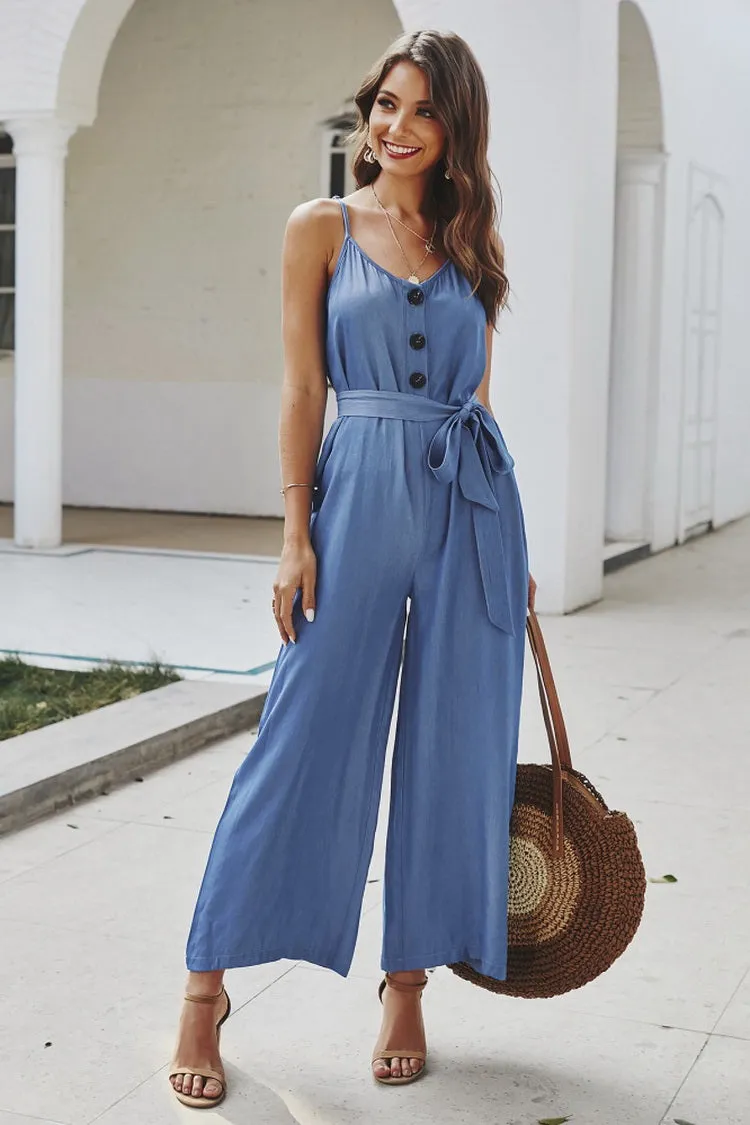 Plain Belt Jumpsuit