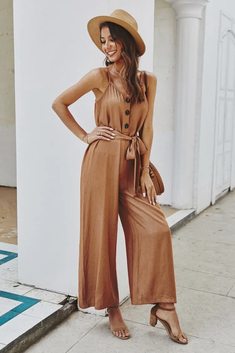 Plain Belt Jumpsuit