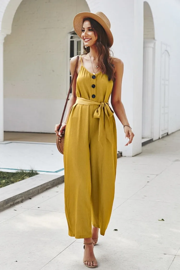 Plain Belt Jumpsuit