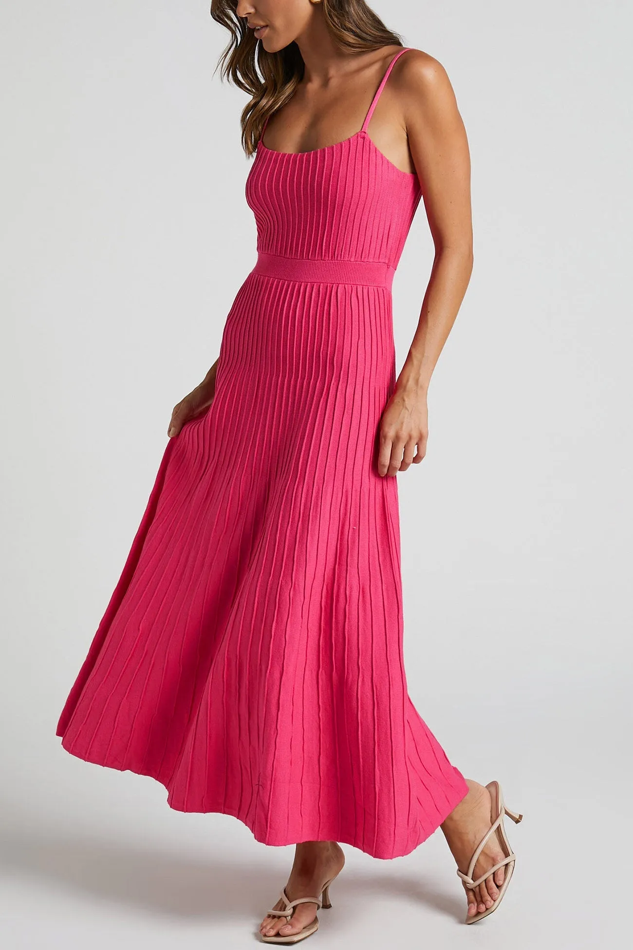 Pleated High Waist Knit Dress