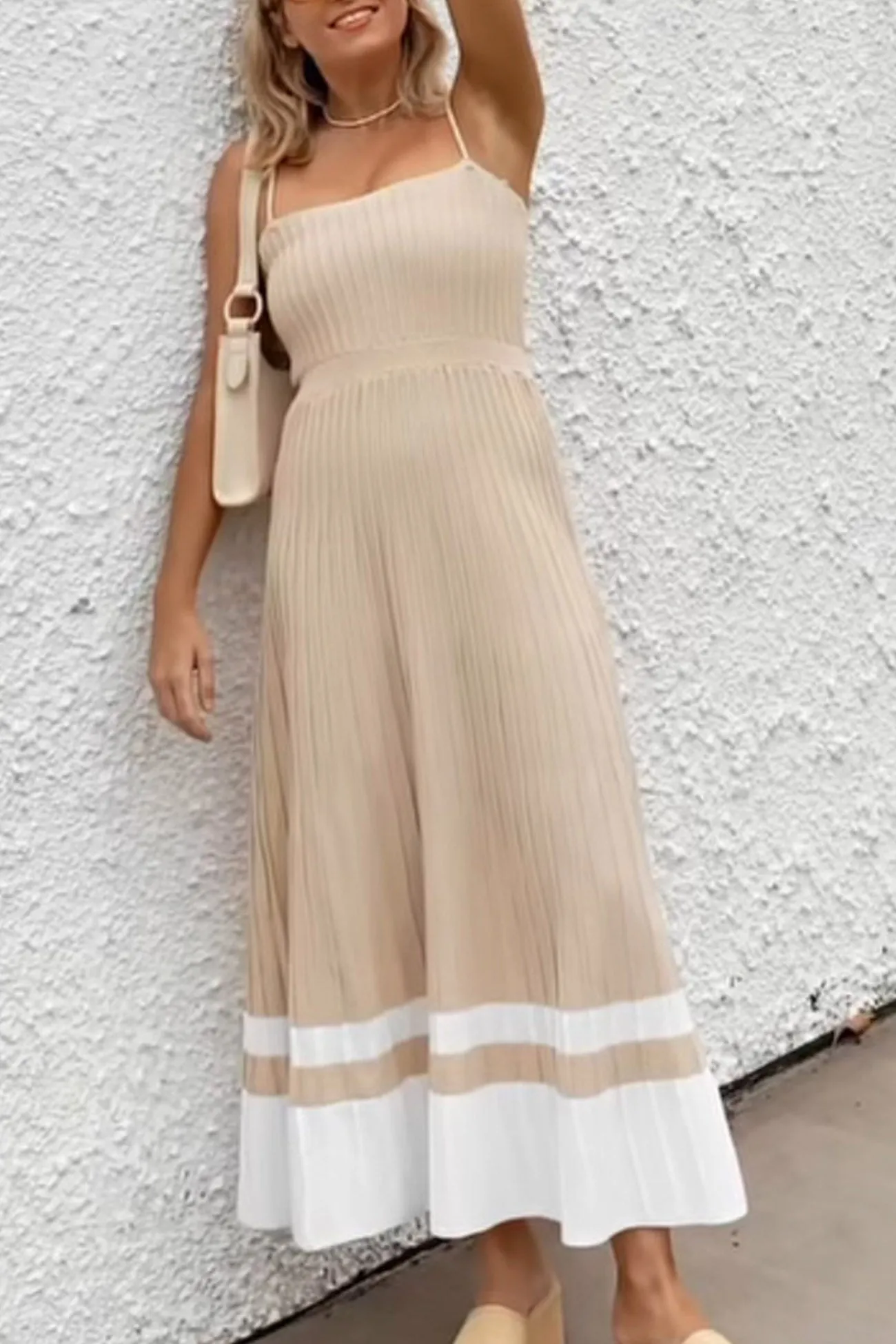 Pleated High Waist Knit Dress