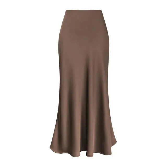 Pre Order:  Solid Satin A-Line Skirt