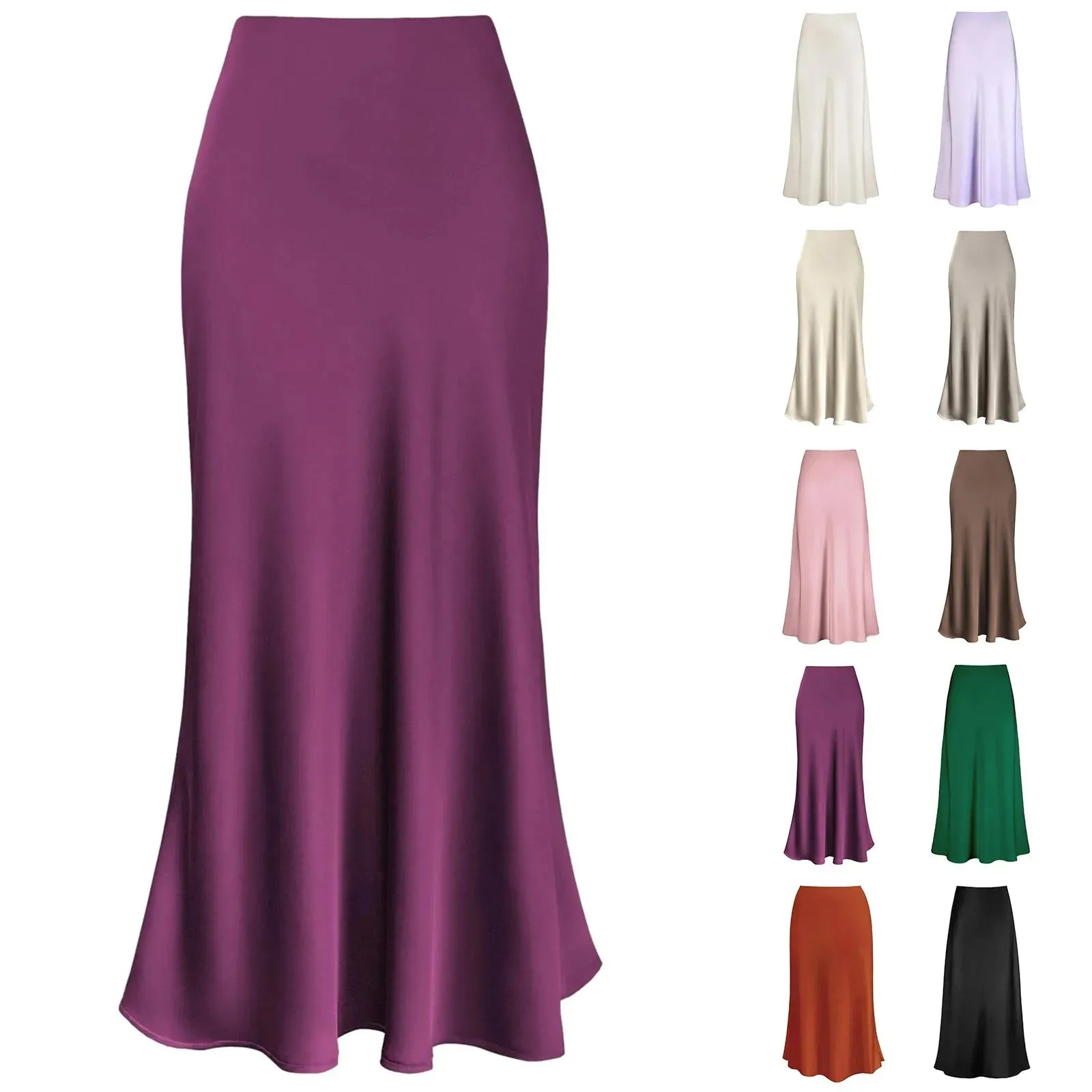 Pre Order:  Solid Satin A-Line Skirt