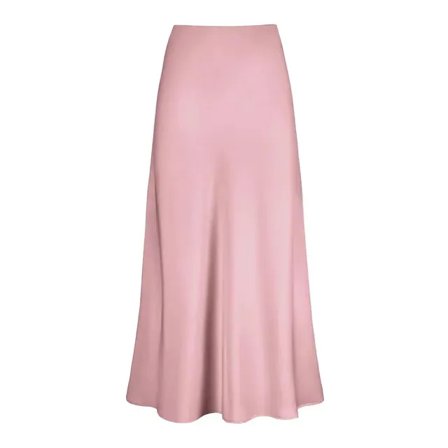 Pre Order:  Solid Satin A-Line Skirt