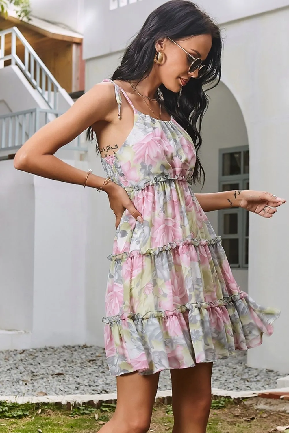 Printed Strappy Bohemian Patchwork Dress