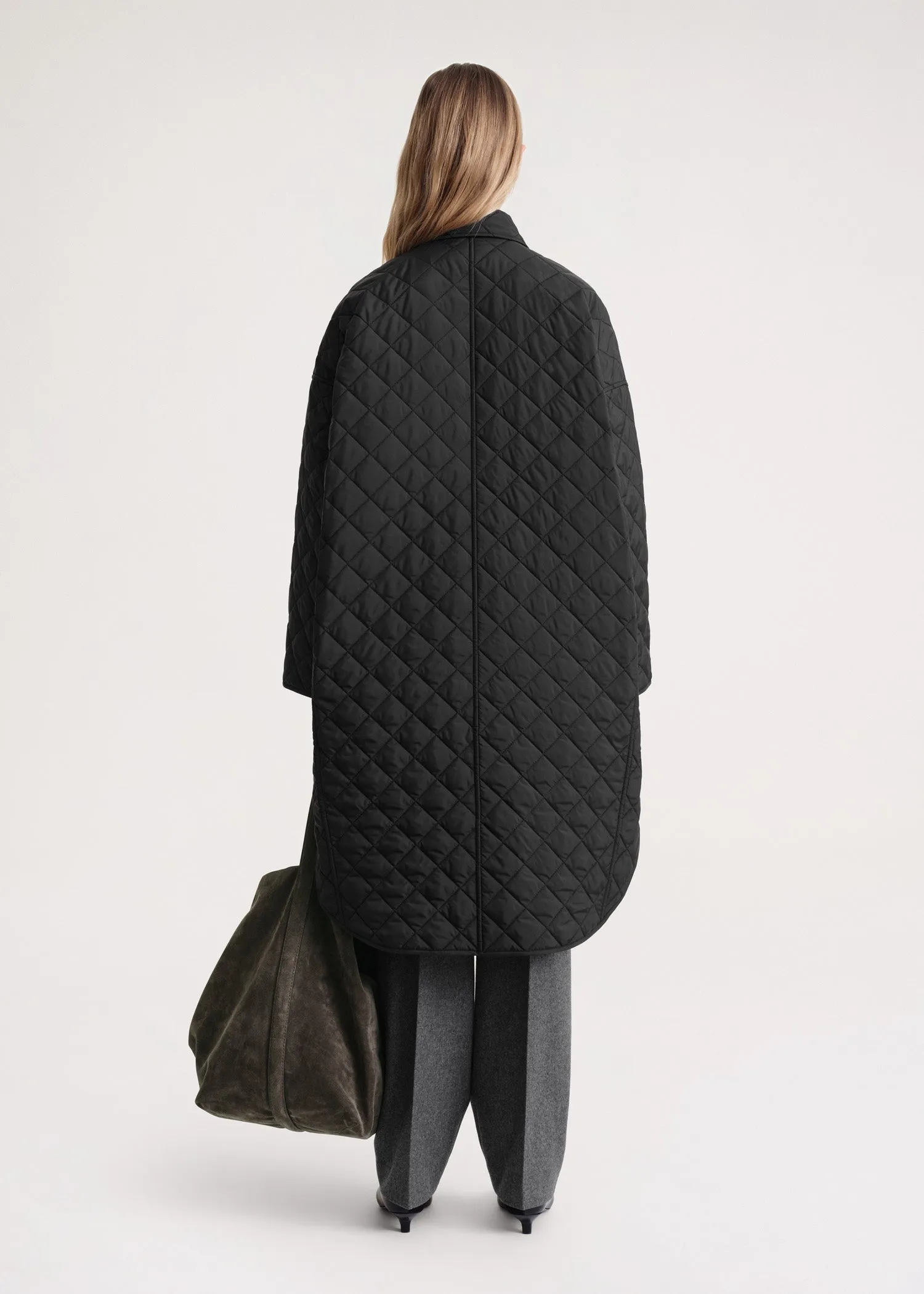 Quilted cocoon coat black