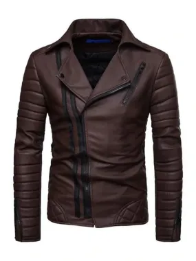 Quilted Wind Proof Shipskin Brown Leather Jacket