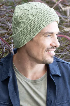 Rigon Cable Knit Unisex Beanie - Olive Green