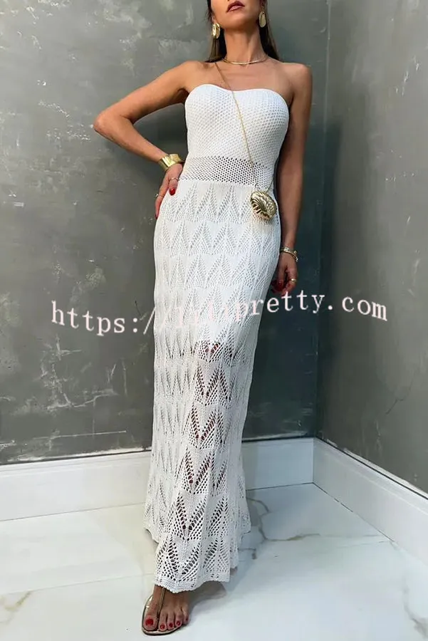 Romantic Story Knit Texture Off Shoulder Stretch Maxi Dress