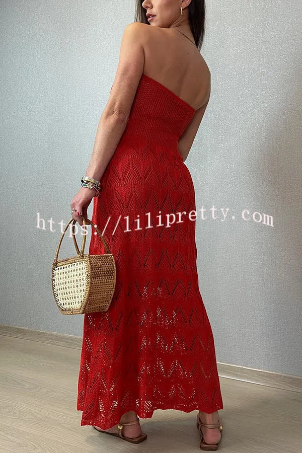 Romantic Story Knit Texture Off Shoulder Stretch Maxi Dress