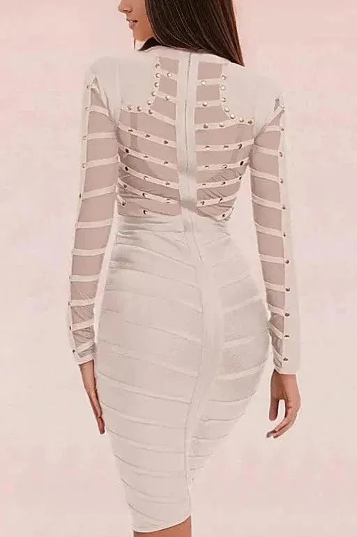 Rosa Long Sleeve Bodycon Dress - Cream