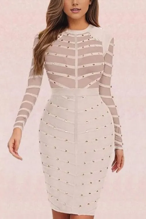 Rosa Long Sleeve Bodycon Dress - Cream