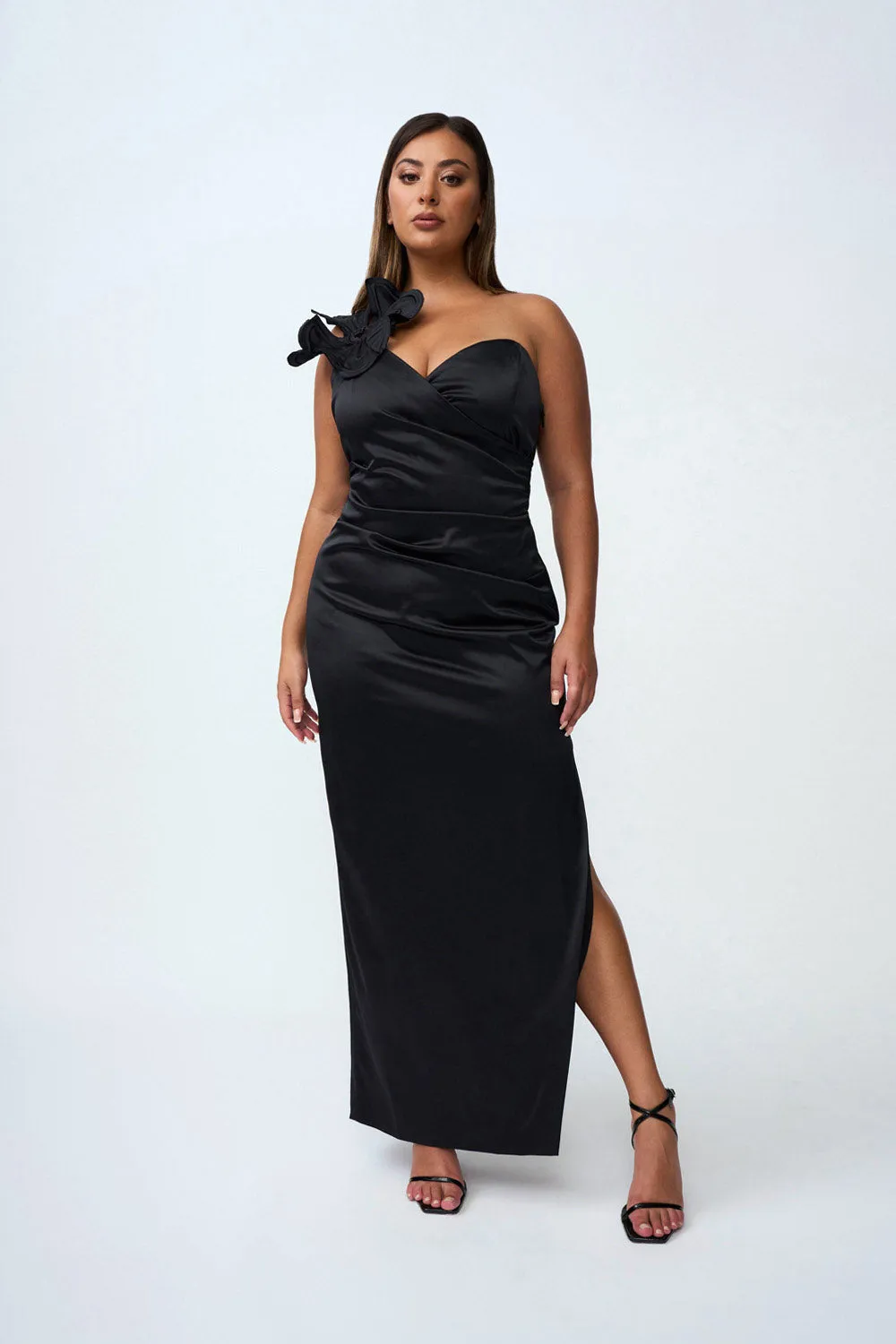 Ruby Romance One Shoulder Long Line Dress - Black