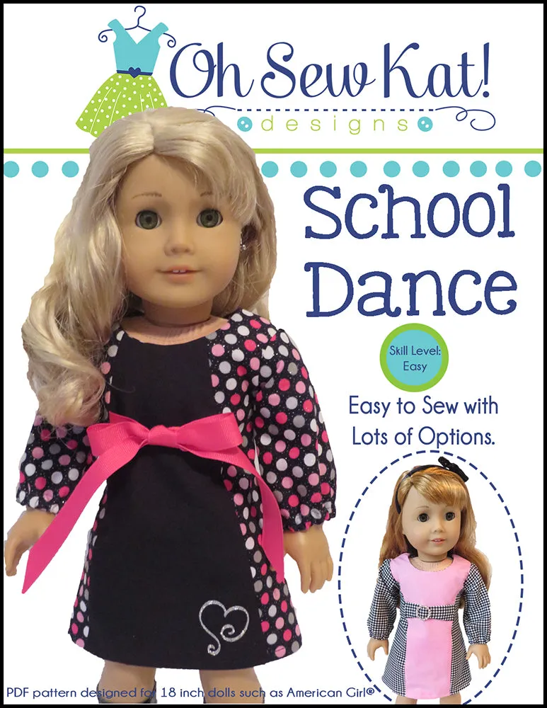 School Dance Dress 18 Inch Doll Sewing Pattern