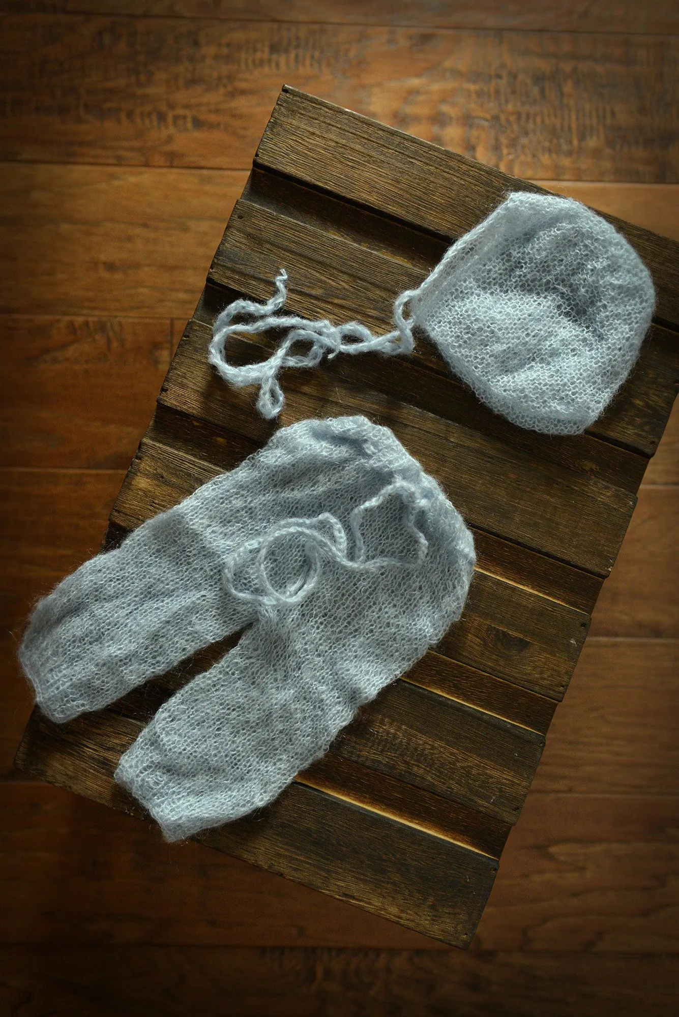 SET Mohair Pants and Bonnet - Cloud