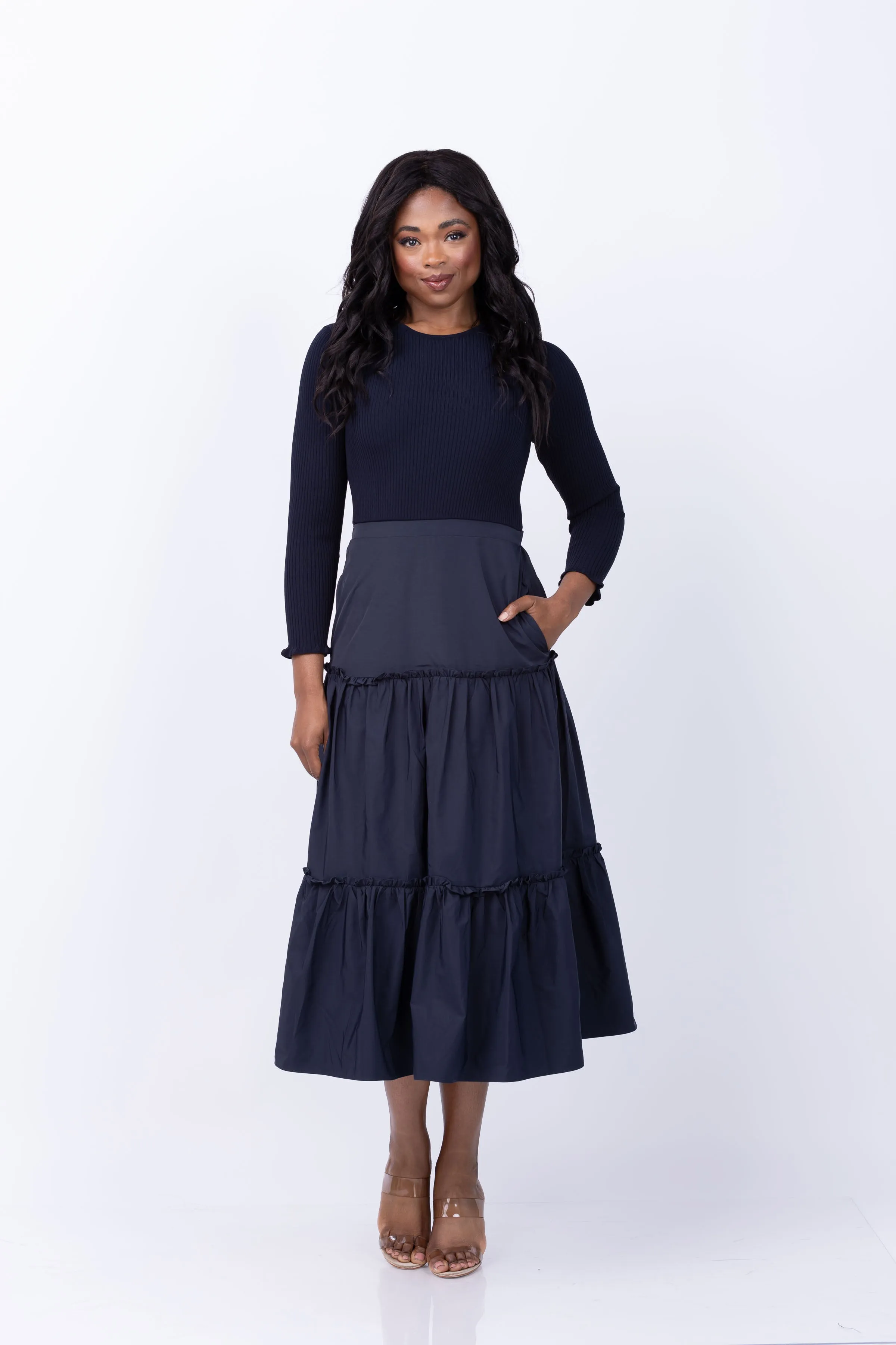 Shoshanna Magda Dress in Navy