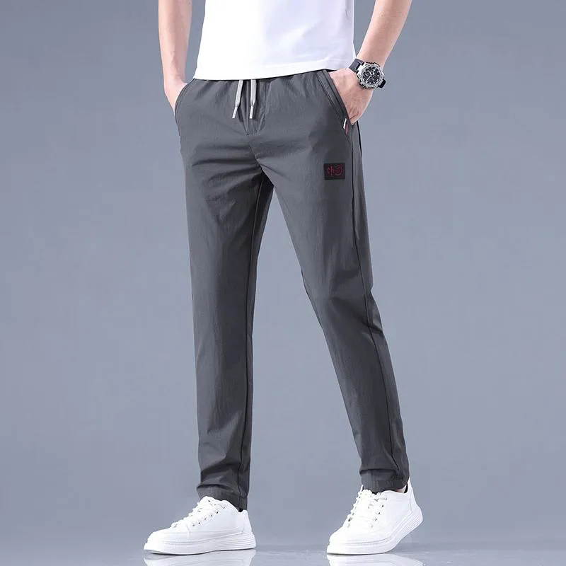 Slim-Fit Breathable Elastic Waist Lightweight Straight Versatile Pants