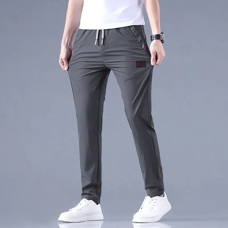 Slim-Fit Breathable Elastic Waist Lightweight Straight Versatile Pants