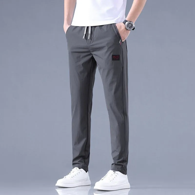 Slim-Fit Breathable Elastic Waist Lightweight Straight Versatile Pants