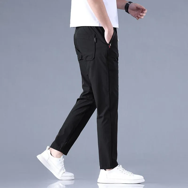 Slim-Fit Breathable Elastic Waist Lightweight Straight Versatile Pants