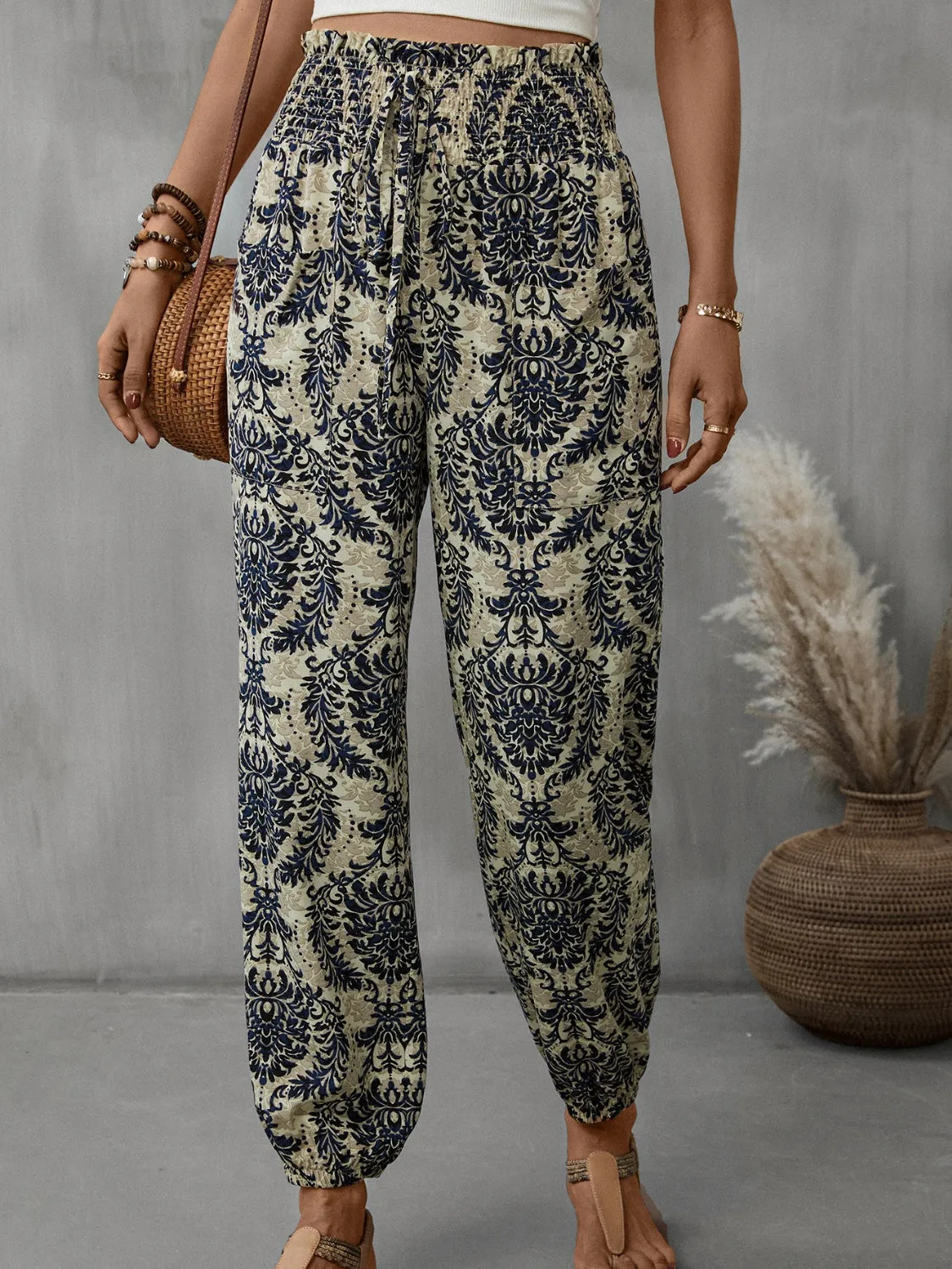 Smocked Waist Baggy Fit Pants - Culture Heaven Special