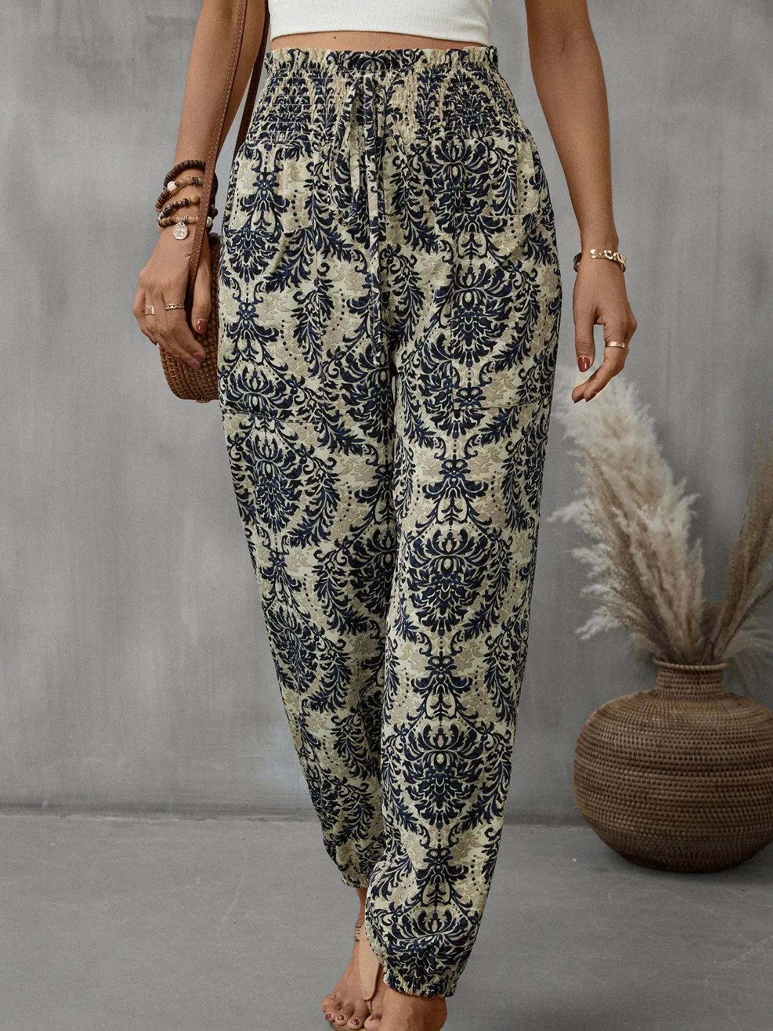 Smocked Waist Baggy Fit Pants - Culture Heaven Special