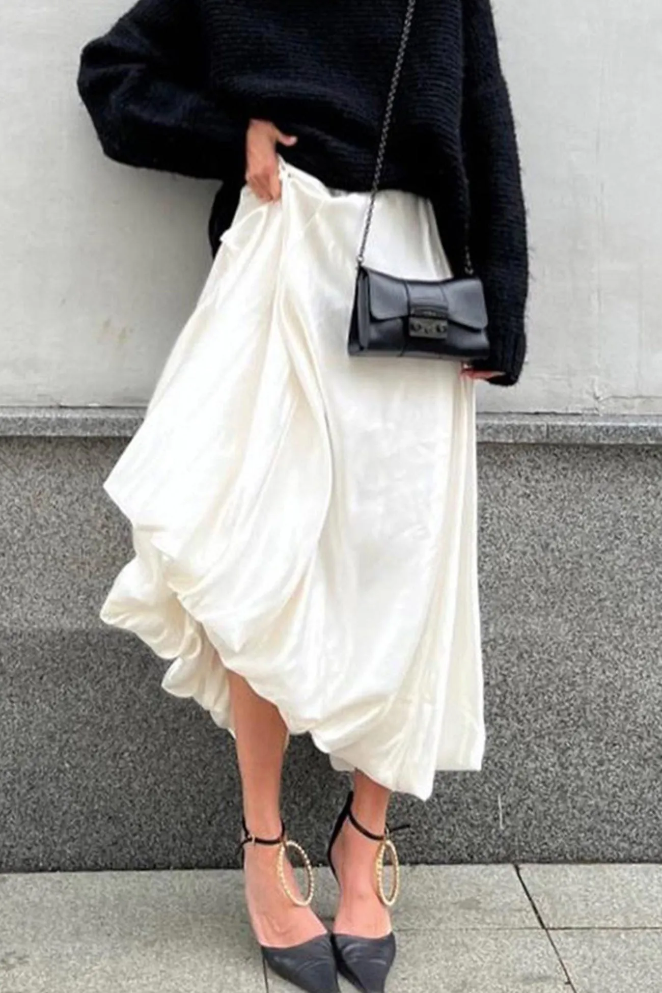 Solid High Waist Ballon Skirt