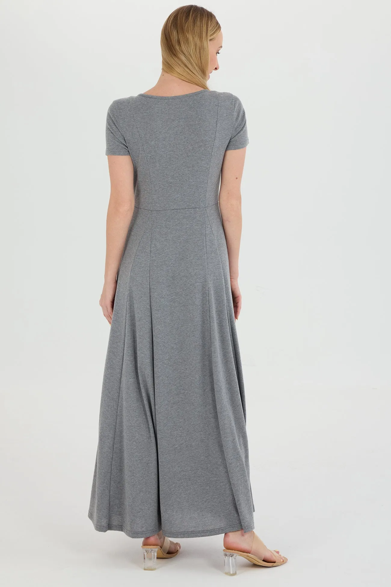 Square Neck Single-breasted Knit Dress