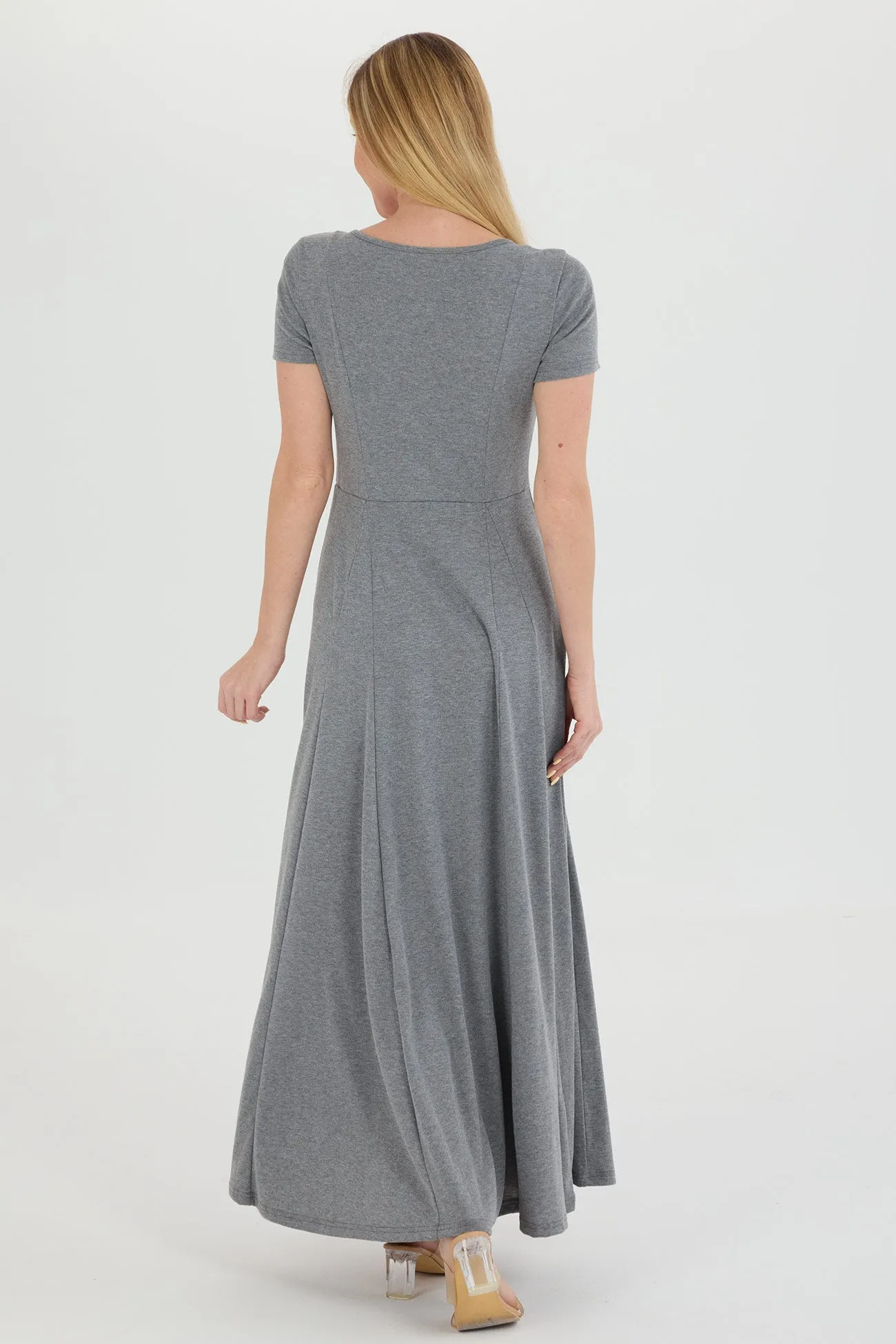 Square Neck Single-breasted Knit Dress