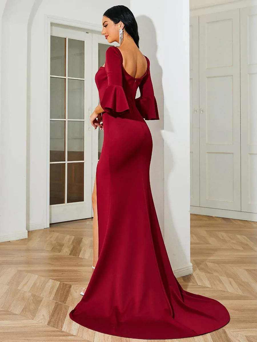 Square Neck Split Prom Dress XJ2724