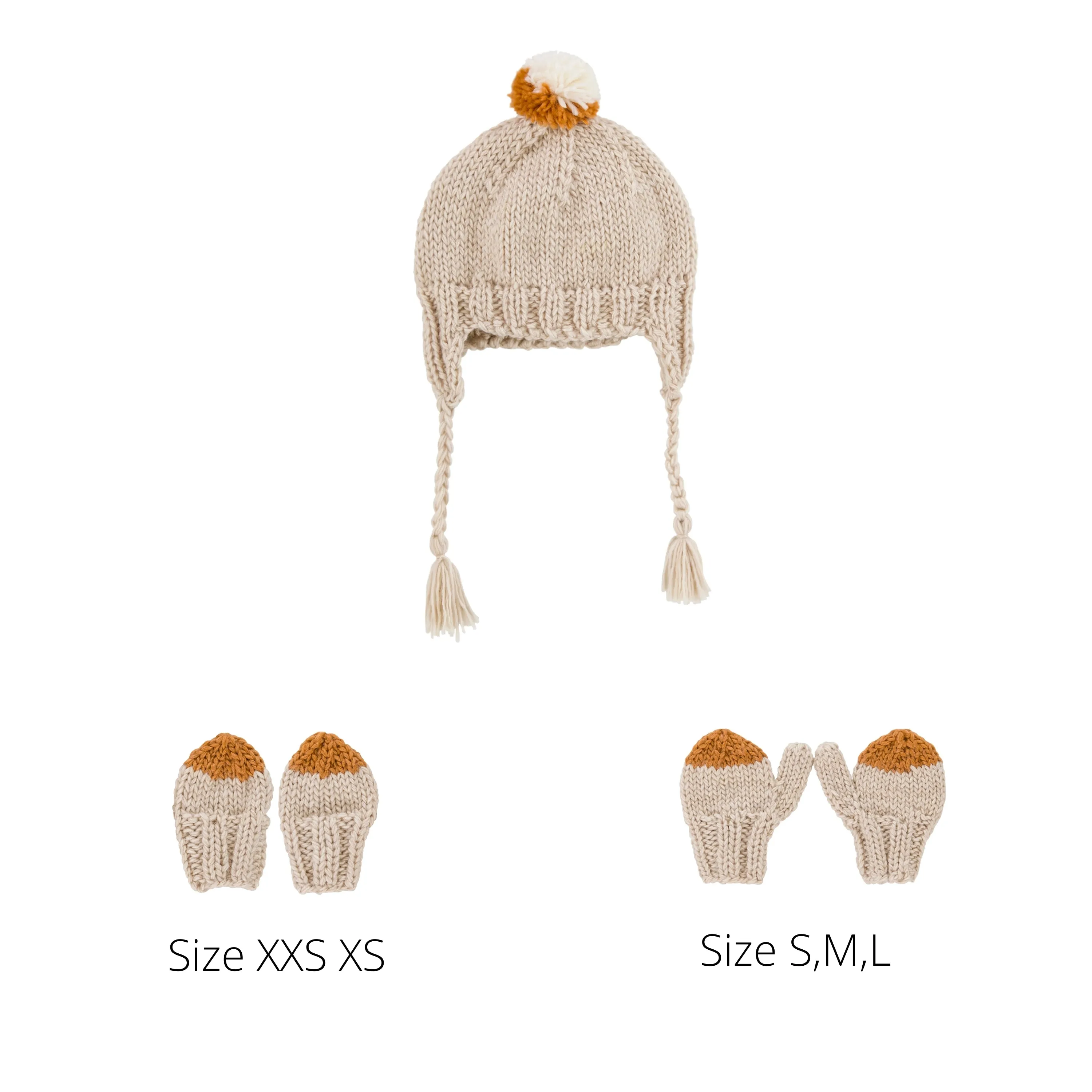 Sunrise Beanie & Mitten Set Oatmeal