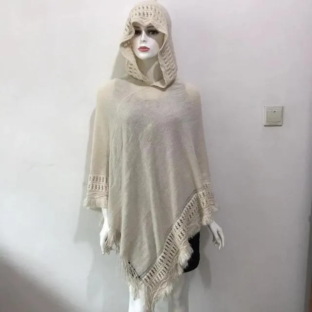 Tassel Hooded Poncho