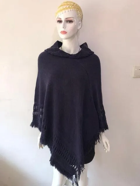 Tassel Hooded Poncho