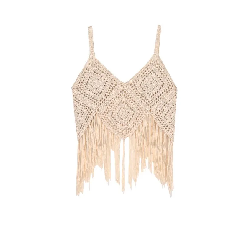 Tassel Strap Bohemian Crochet Vest