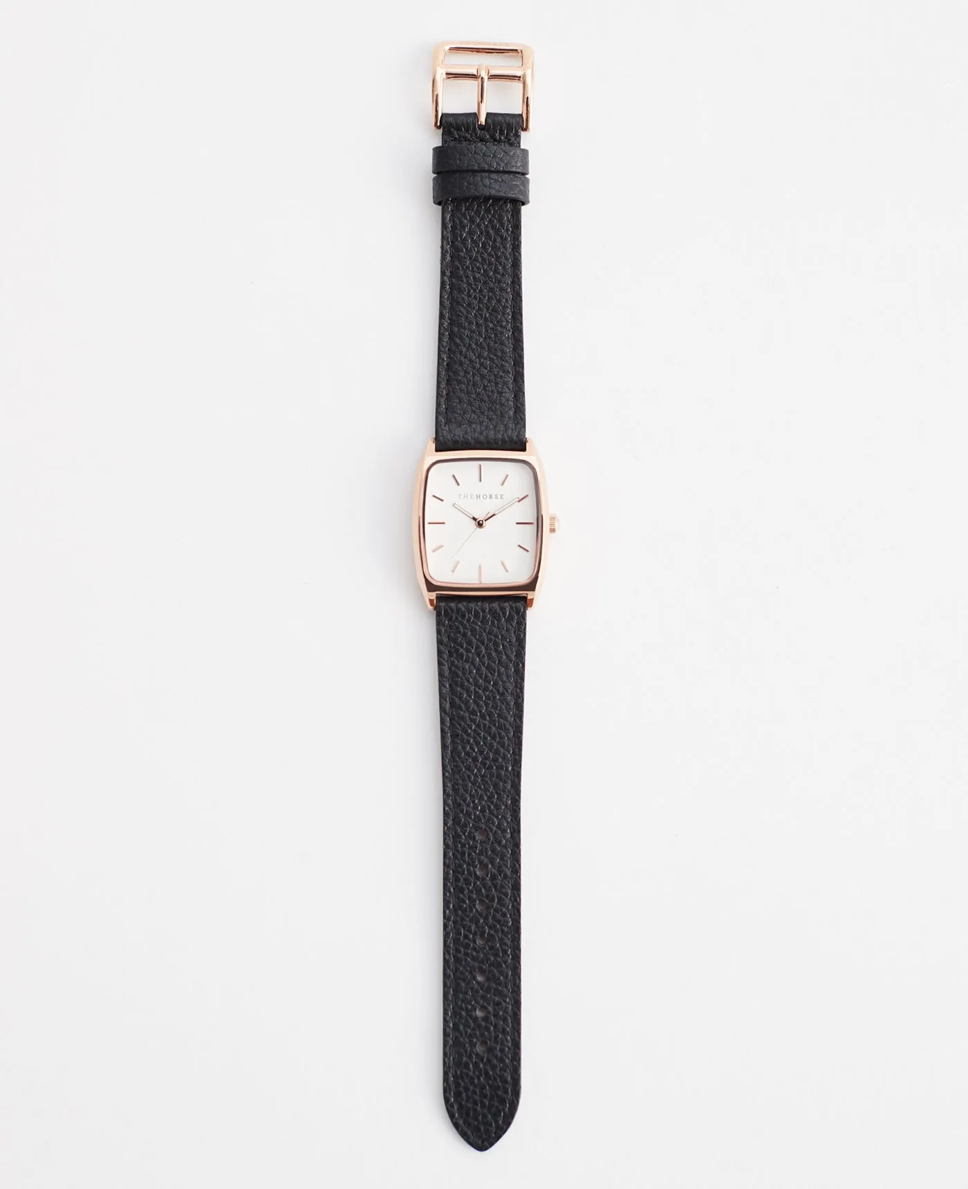 The 18mm Dress Watch Strap: Black Leather / Rose Gold Strap