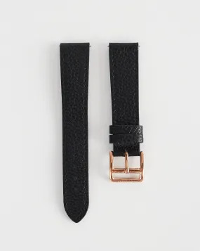 The 18mm Dress Watch Strap: Black Leather / Rose Gold Strap