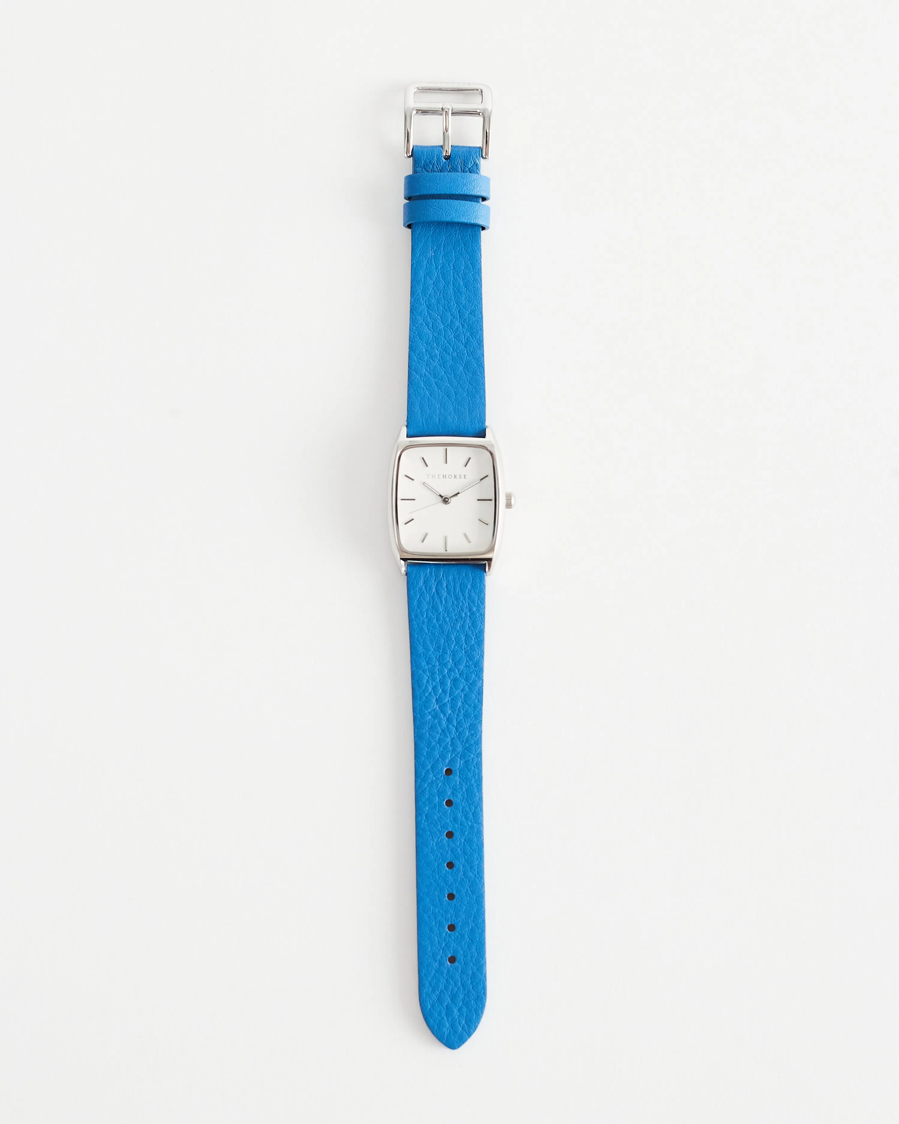 The 18mm Dress Watch Strap: Cobalt Leather / Polished Silver