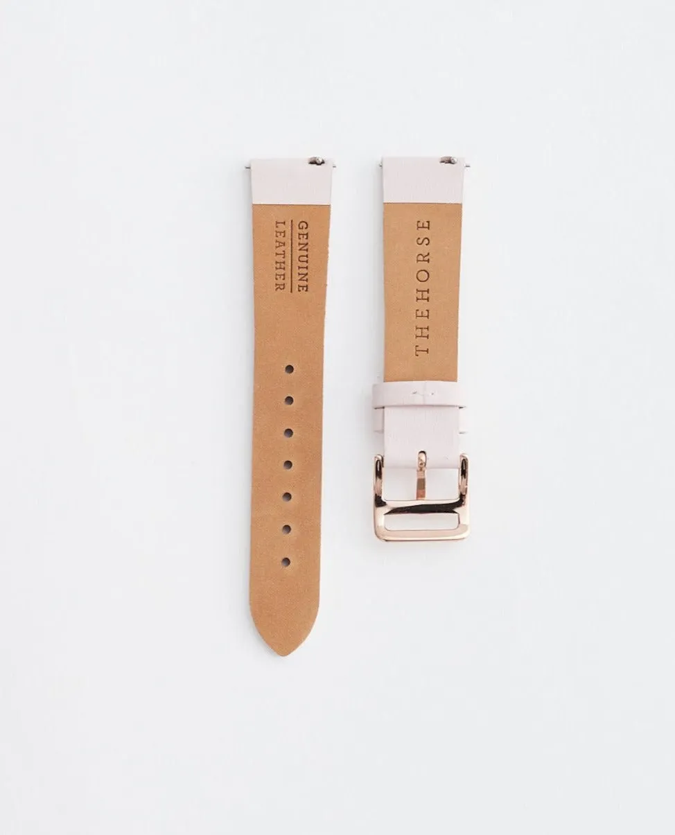 The 18mm Dress Watch Strap: Pink Leather / Rose Gold Strap