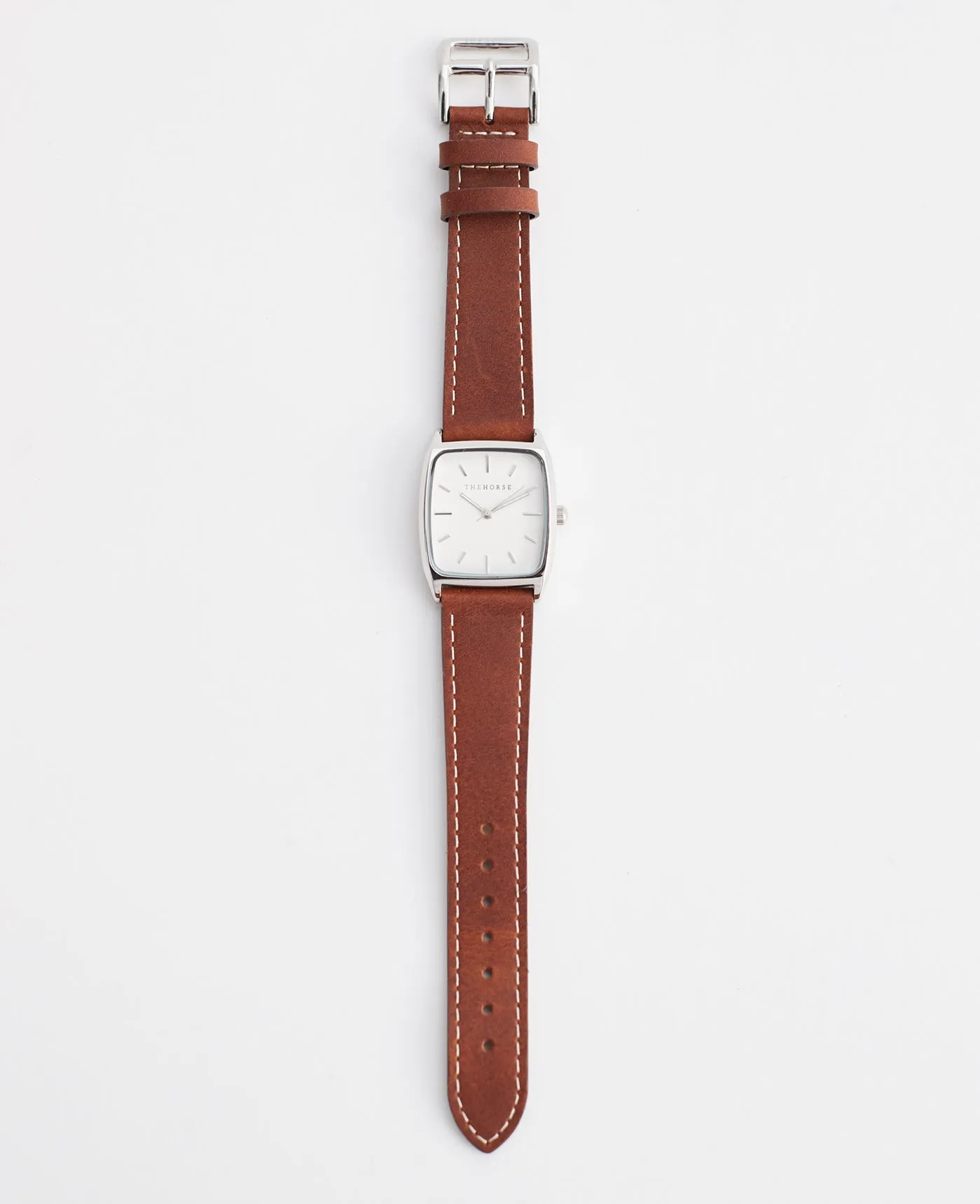 The 18mm Dress Watch Strap: Tan Leather / Polished Silver Strap