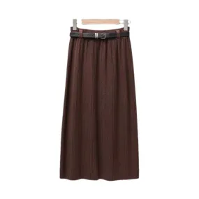 Toleet 2000s fashion Knitted Skirt for Women Autumn and Winter New High-Grade Elastic Belt Belt Draping Pit Straight Skirt One-Step Skirt