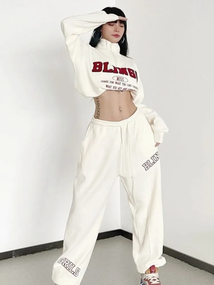 Toleet Y2K White Joggers Sweatpants Women Oversize Korean Streetwear Letter Print Jogging Sports Pants Harajuku Trousers Female