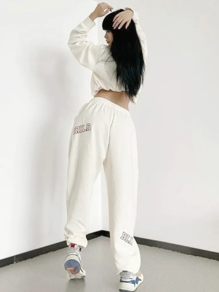 Toleet Y2K White Joggers Sweatpants Women Oversize Korean Streetwear Letter Print Jogging Sports Pants Harajuku Trousers Female