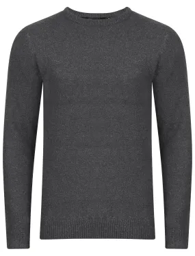 Tolstoy Crew Neck Boucle Knitted Jumper in Charcoal - Dissident