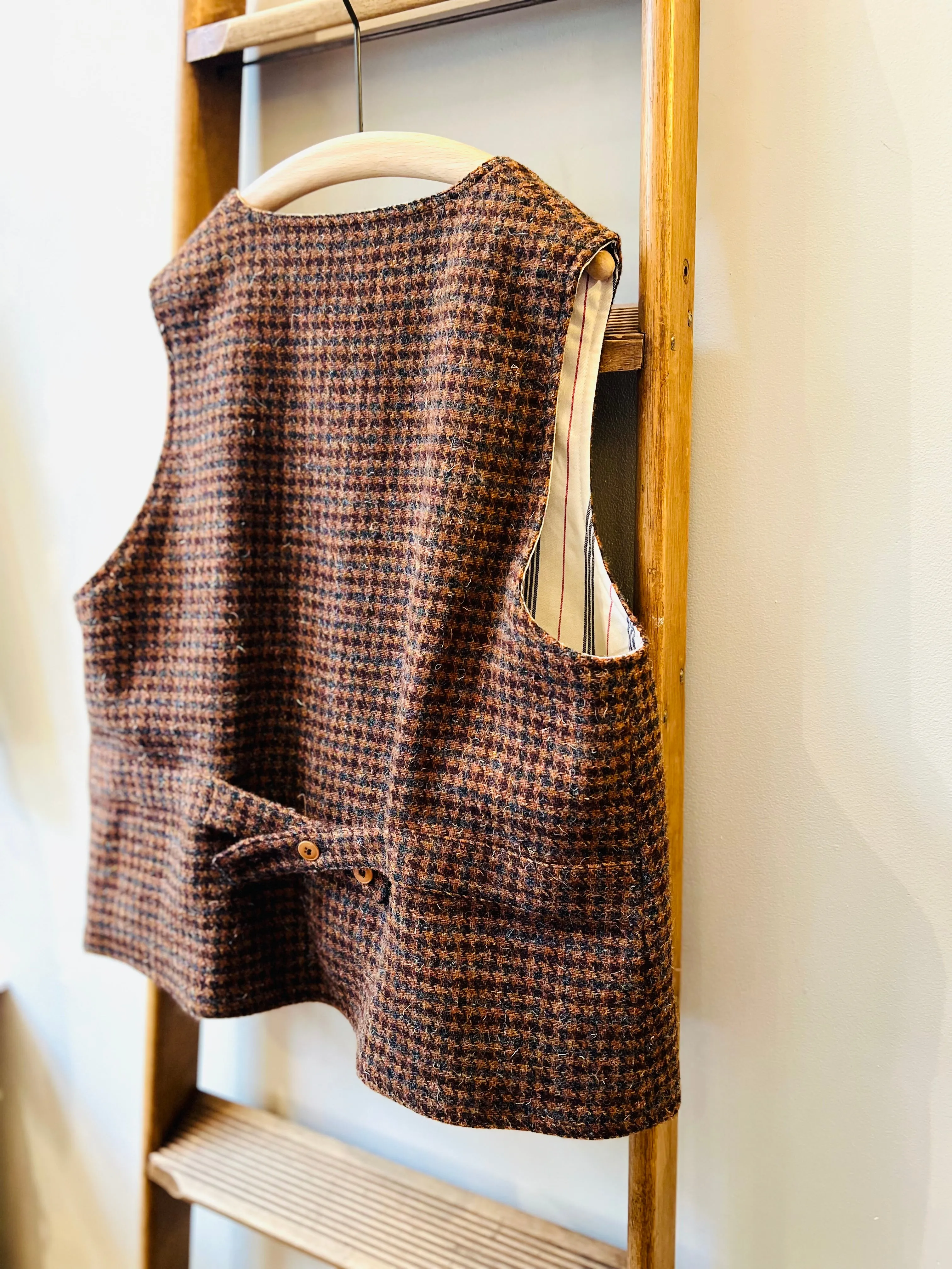 Tweed Reversible Vest / Brown