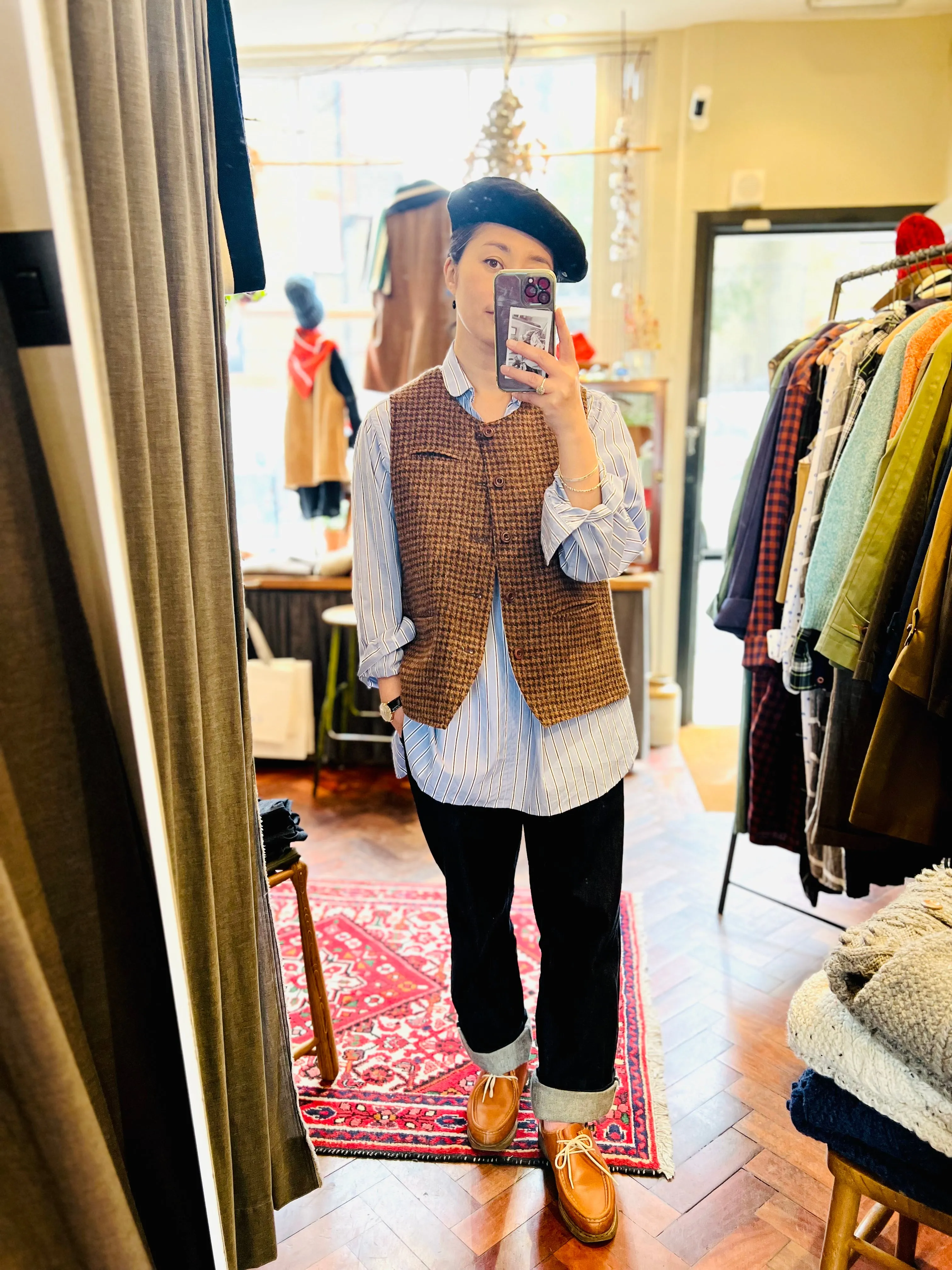 Tweed Reversible Vest / Brown